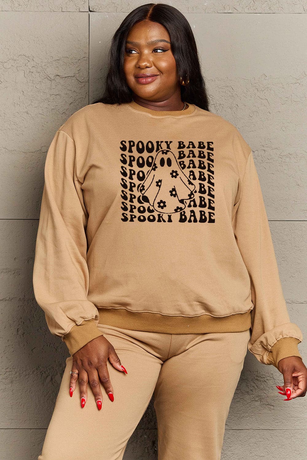 Simply Love Full Size SPOOKY BABE Graphic Sweatshirt.