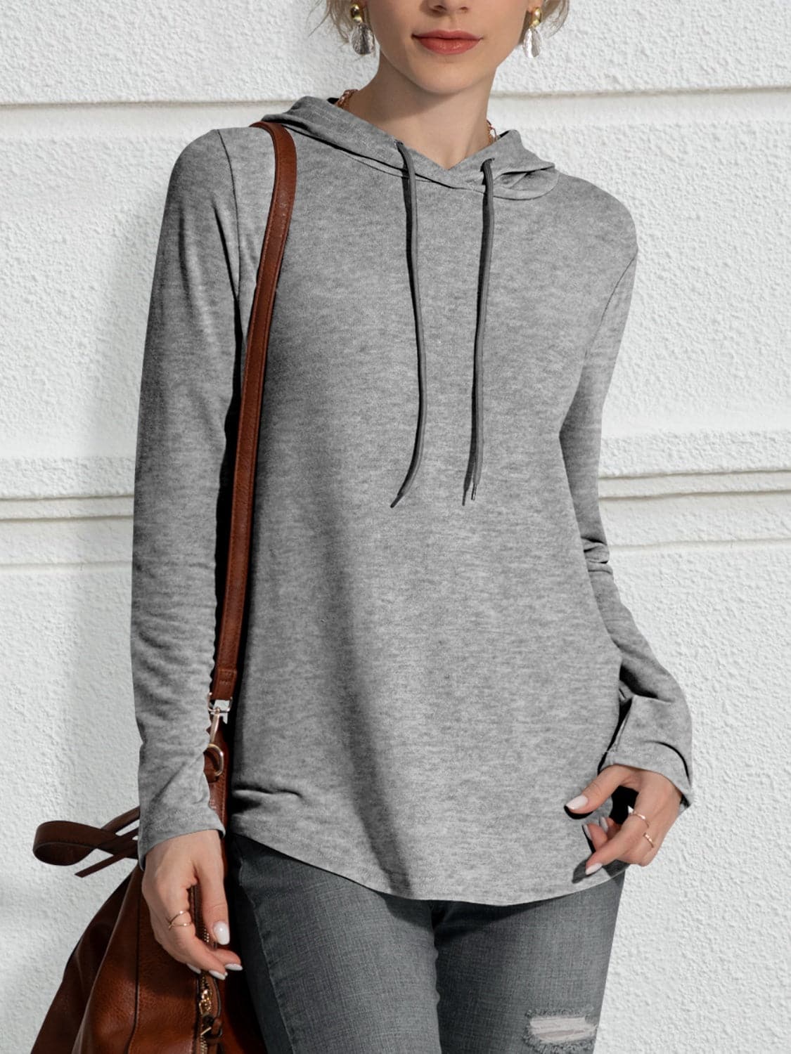 Drawstring Long Sleeve Hoodie.