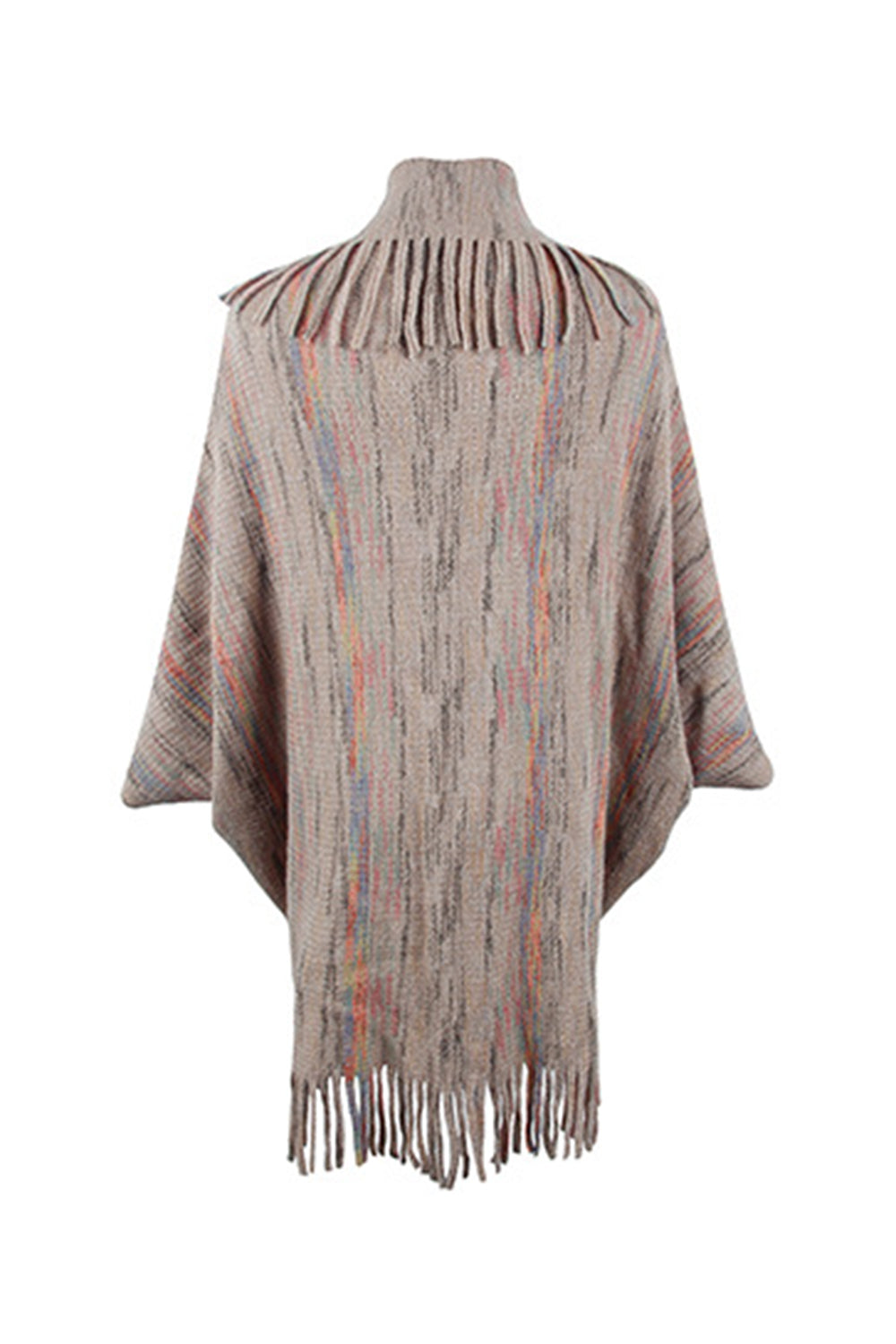 Fringe Detail Printed Poncho Coco’s Tee Boutique