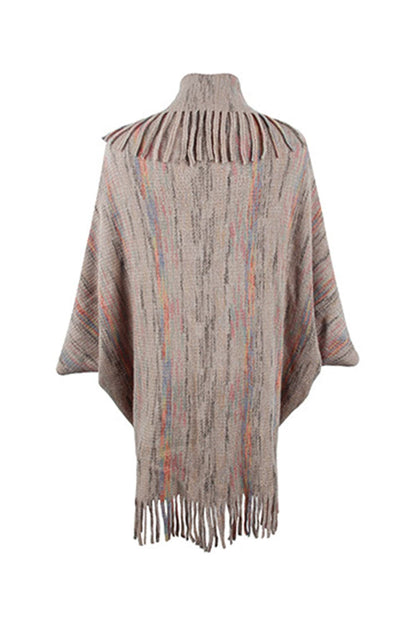 Fringe Detail Printed Poncho.