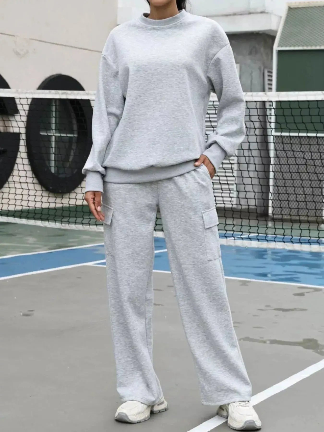Dropped Shoulder Sweatshirt and Pants Set Simply Love