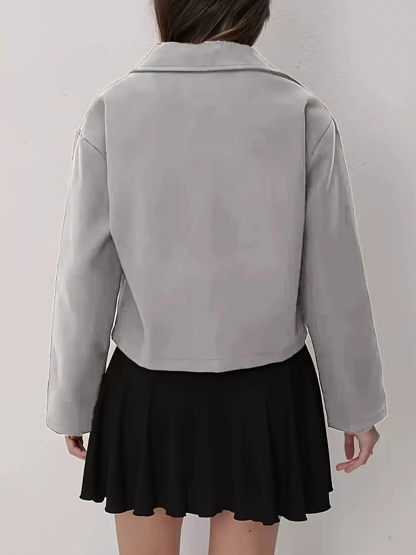 Cropped Zip-Up Pocketed Jacket Simply Love