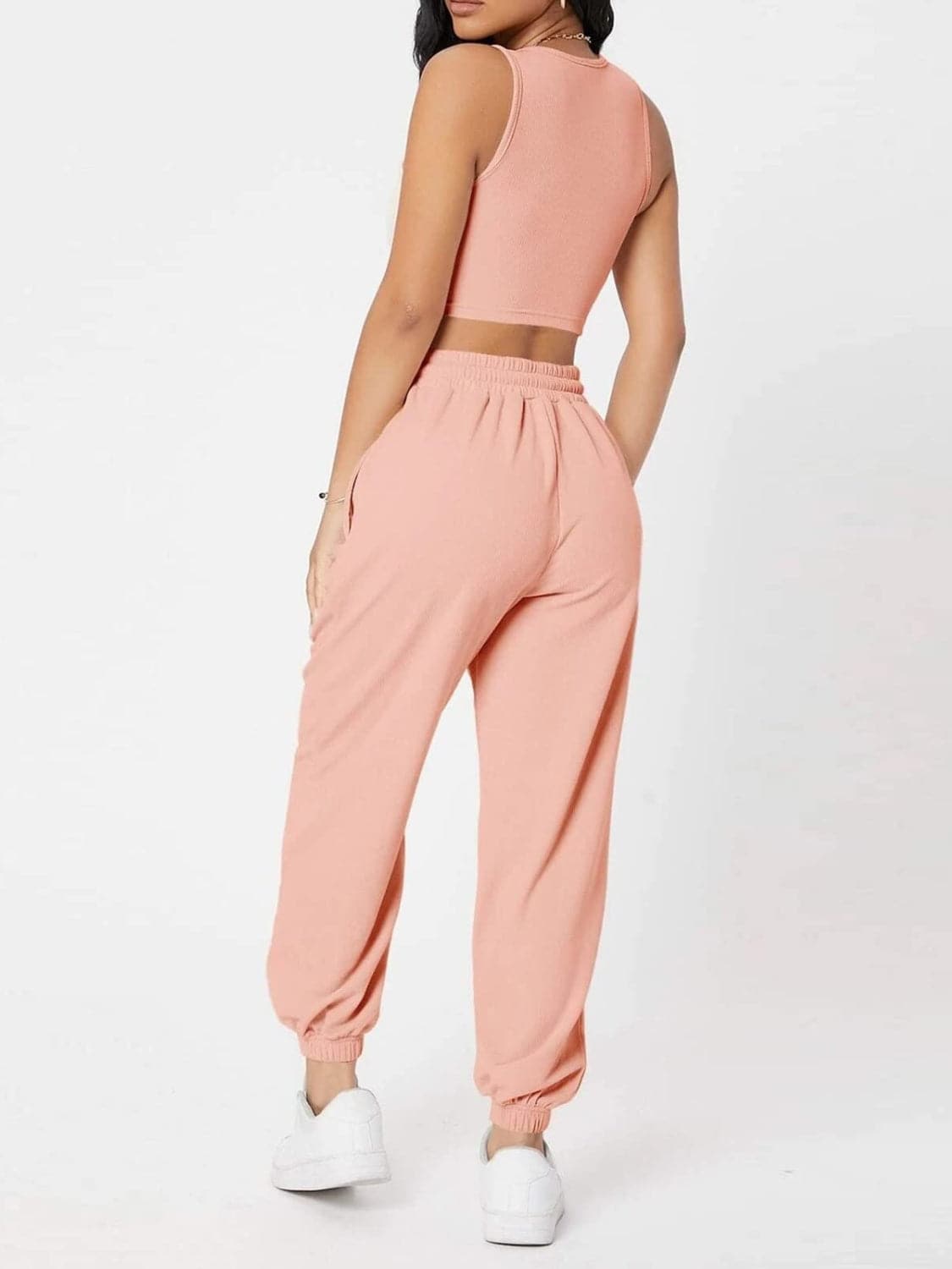 Wide Strap Top and Drawstring Joggers Set.