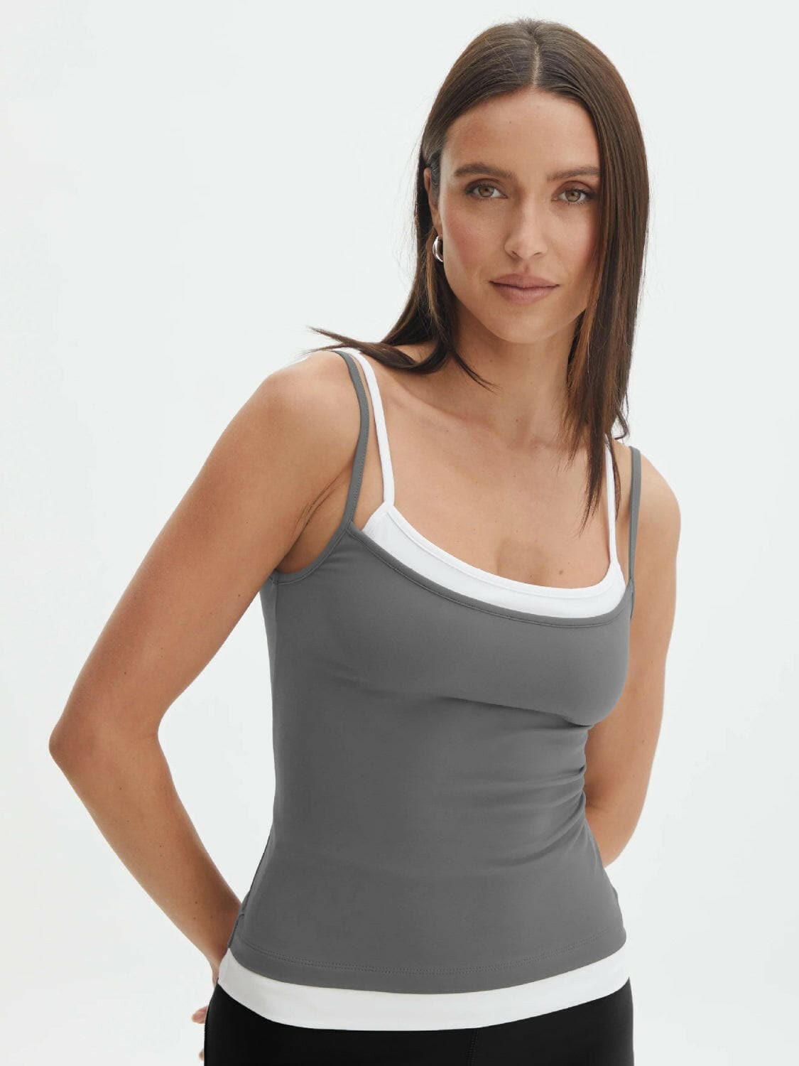 Faux Layered Square Neck Cropped Cami.