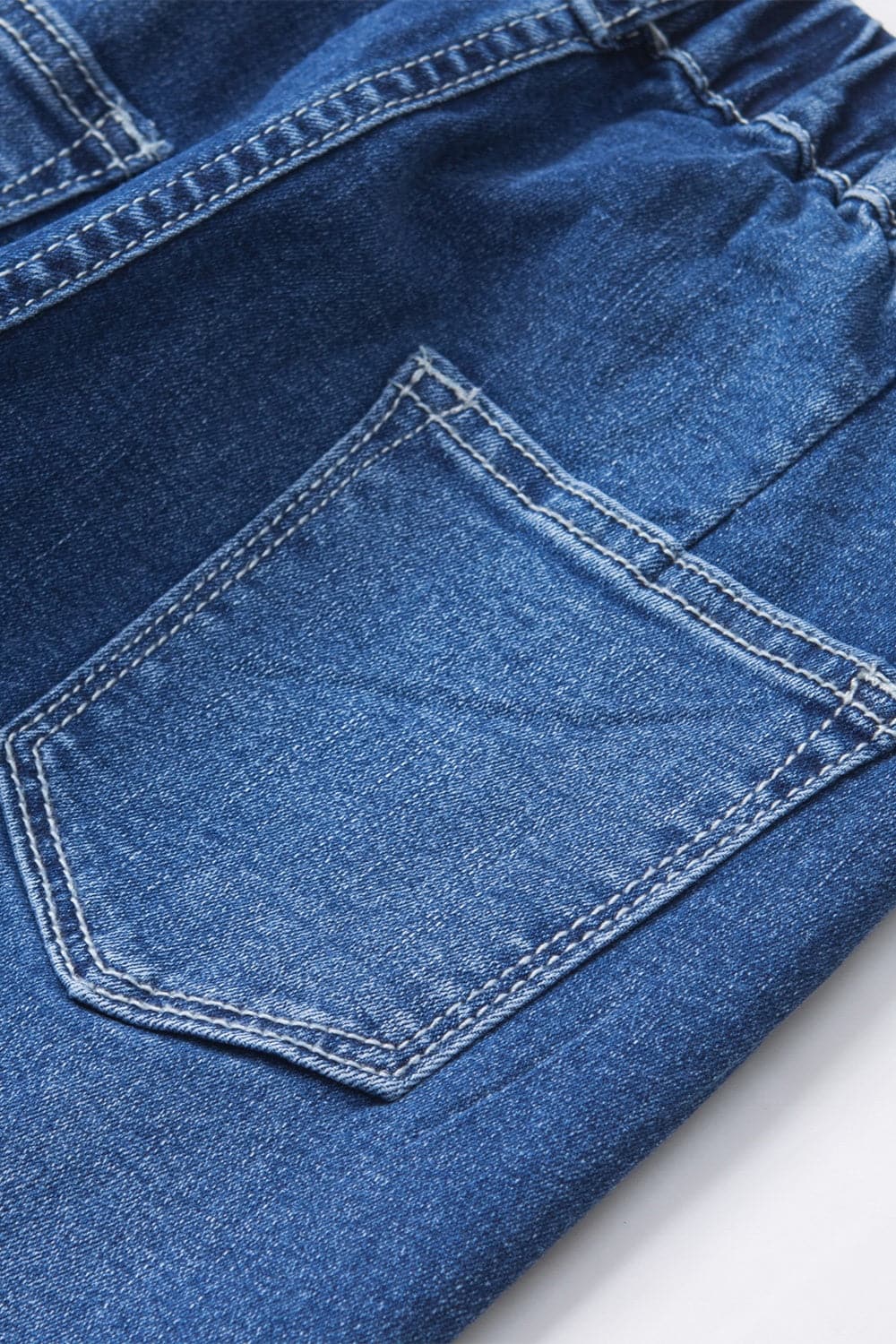 Elastic Waist Bootcut Jeans with Pockets.