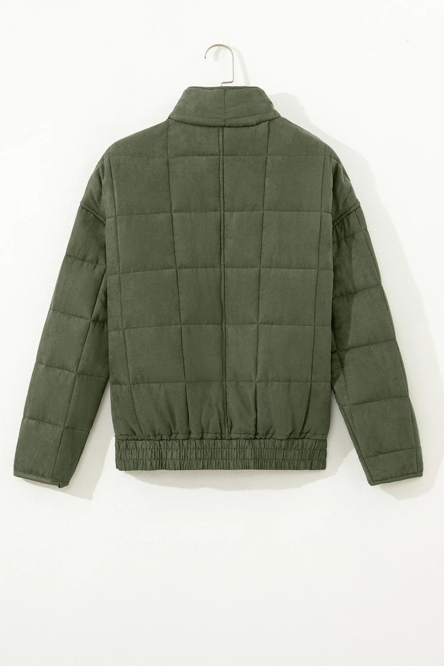 Green Zippered Quilted Jacket With Front Pockets Lightweight Dear-Lover Dropshipping