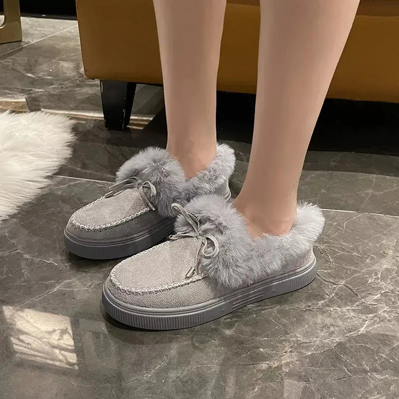 Fuzzy Round Toe Slip-Ons Simply Love