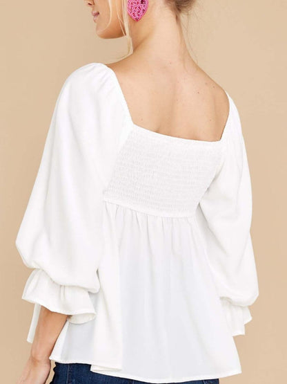 Sheer ruffled blouse with flounce sleeves