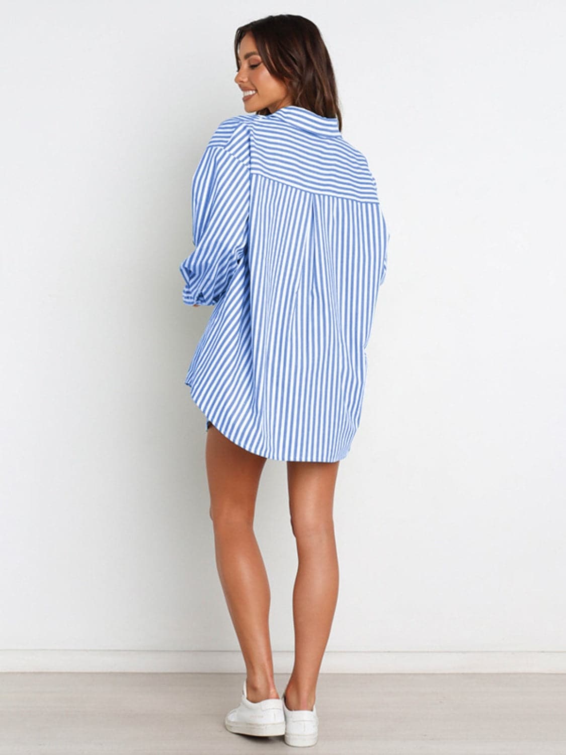 Striped Dropped Shoulder Shirt and Shorts Set.