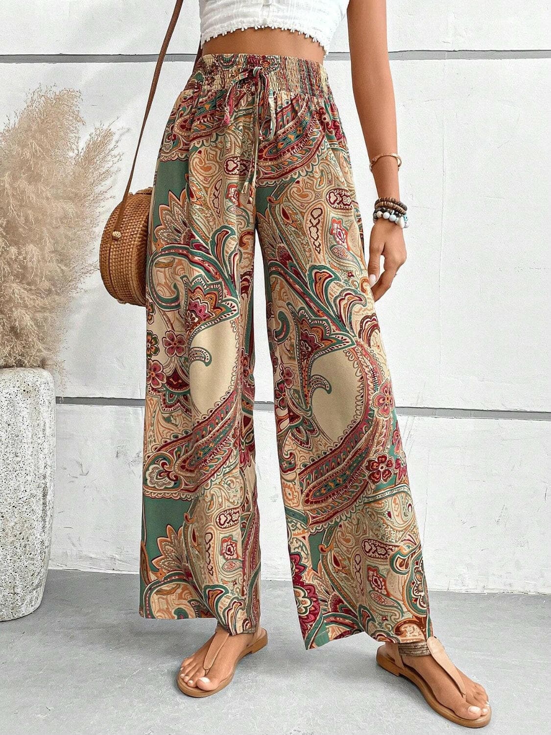 Printed Wide Leg Pants.