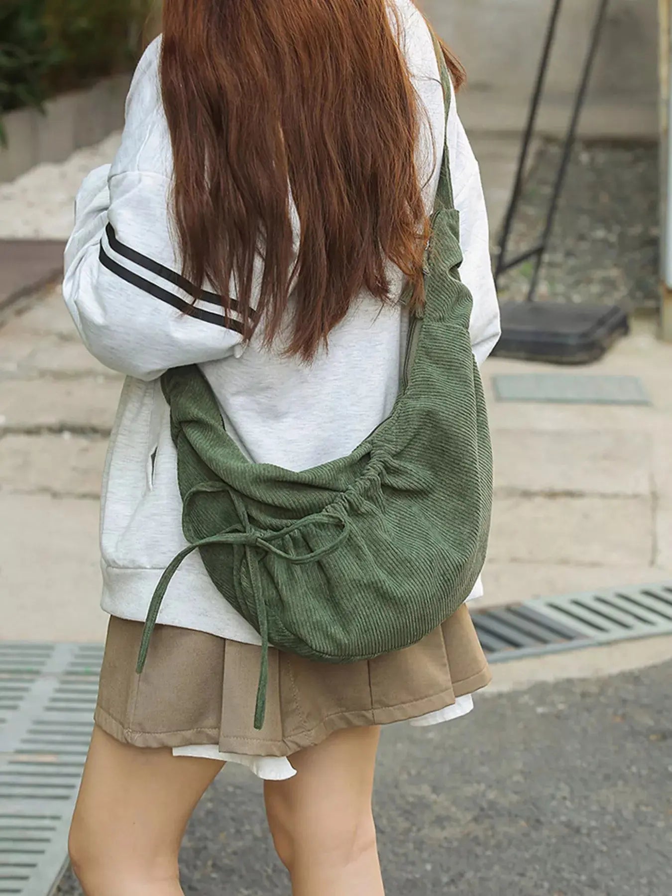 Corduroy Drawstring Crossbody Bag Simply Love