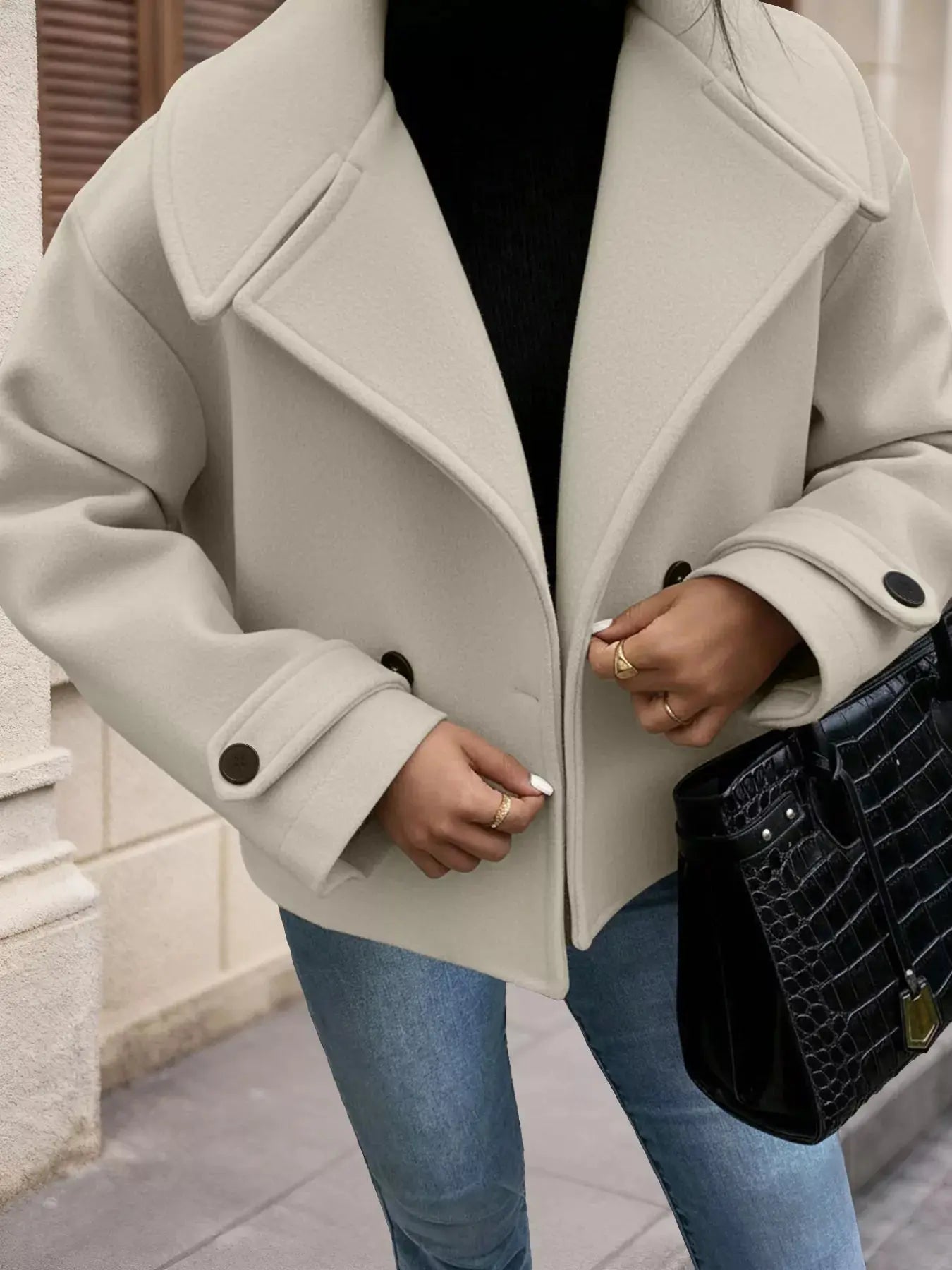 Double-Breasted Wool Blend Outerwear Simply Love