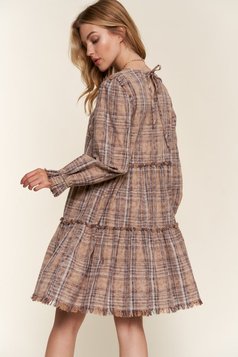 Chic Plaid Tiered Dress by And The Why for Effortless Style