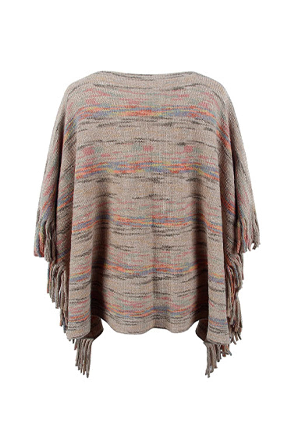 Round Neck Fringe Detail Sleeve Poncho.