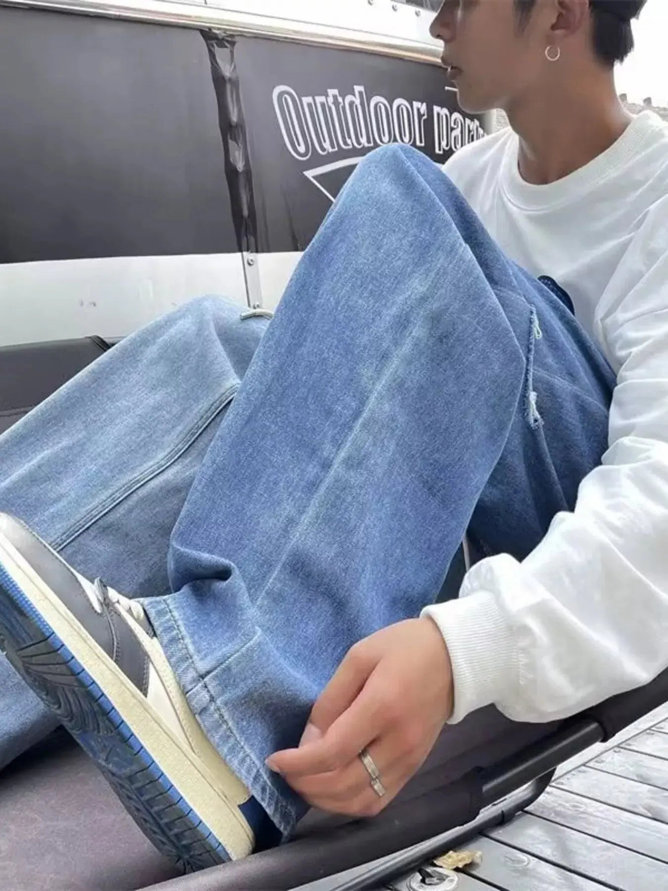 Men's Full Size Ripped Wide Leg Jeans Plus Size Simply Love