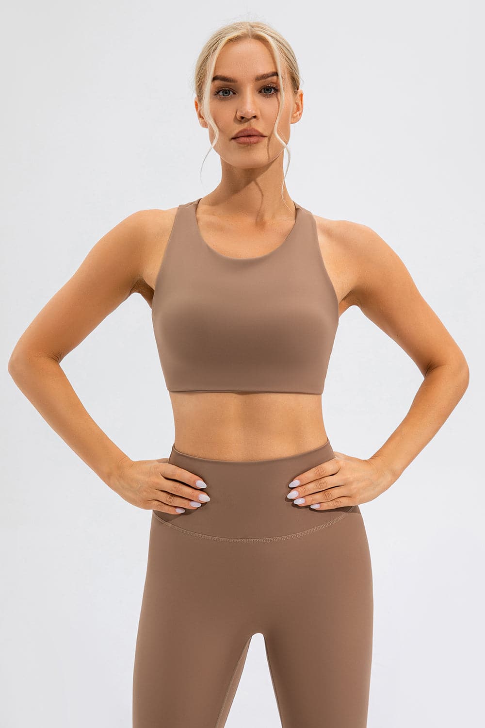 Round Neck Cutout Cropped Active Tank.