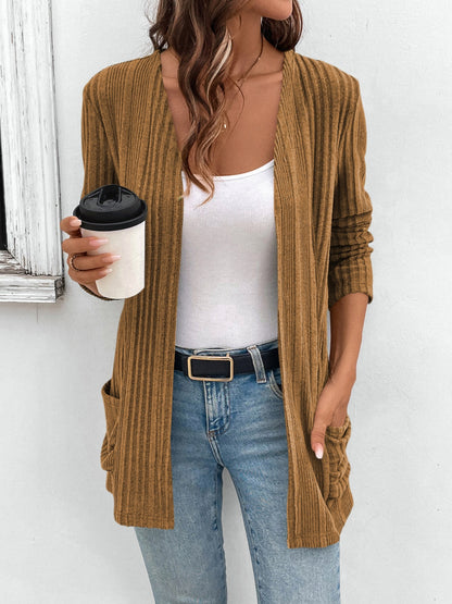 Cozy long sleeve cardigan with pockets