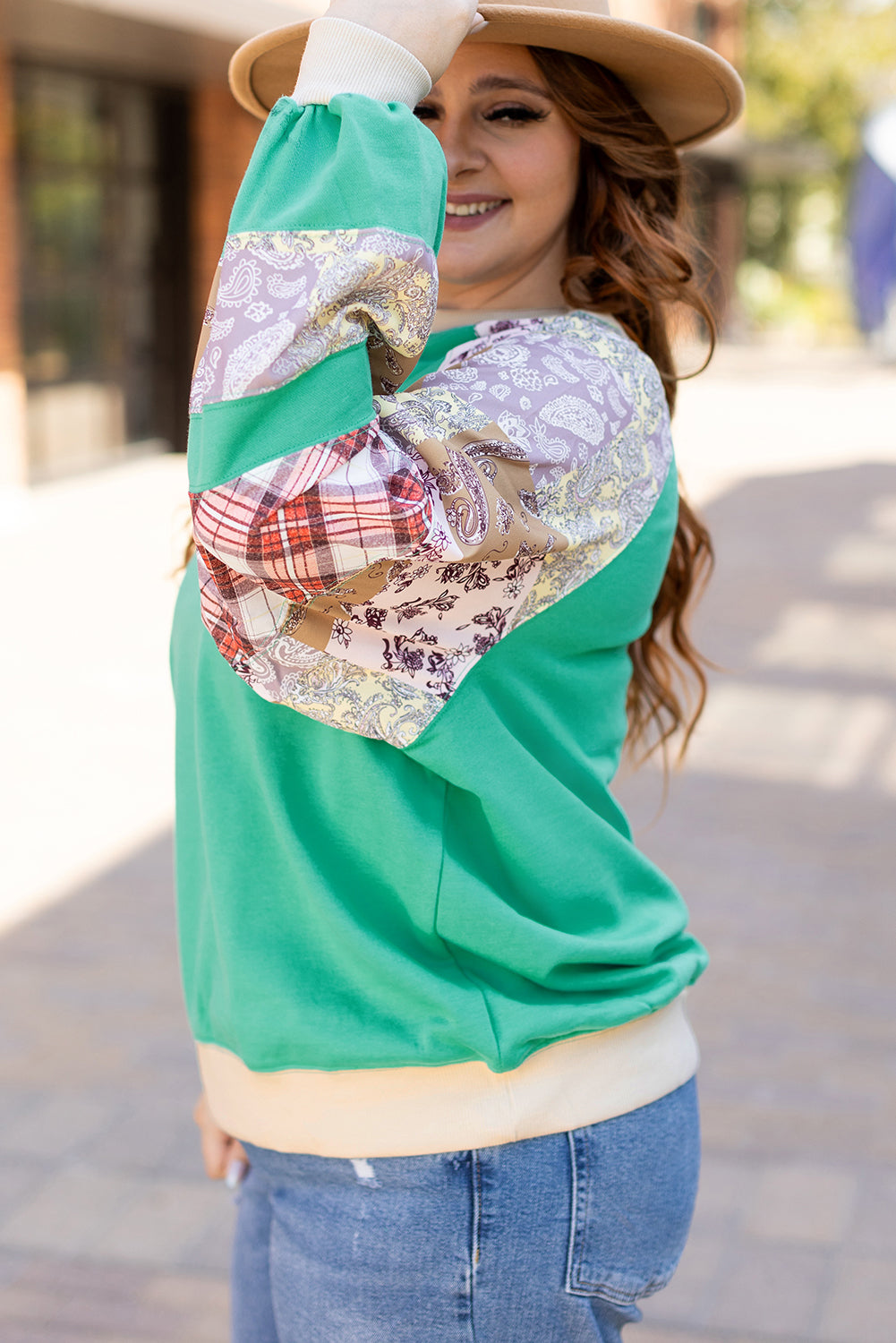 Chic sky blue plus size sweatshirt