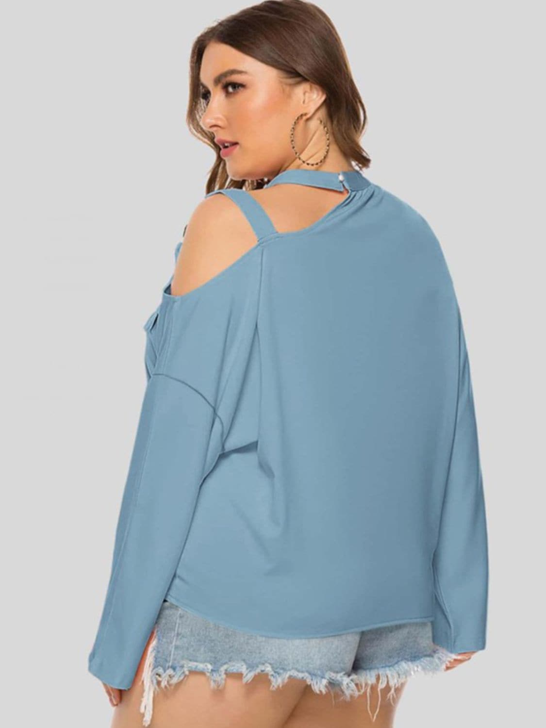 Plus Size Cold-Shoulder Tied Top.