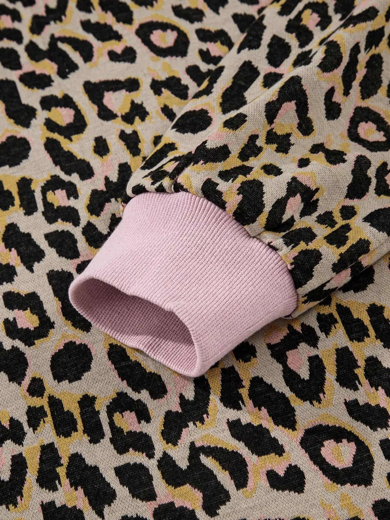 Leopard Print Lounge Set With Pink Trim Drawstring Shorts And Long Sleeve Top Simply Love