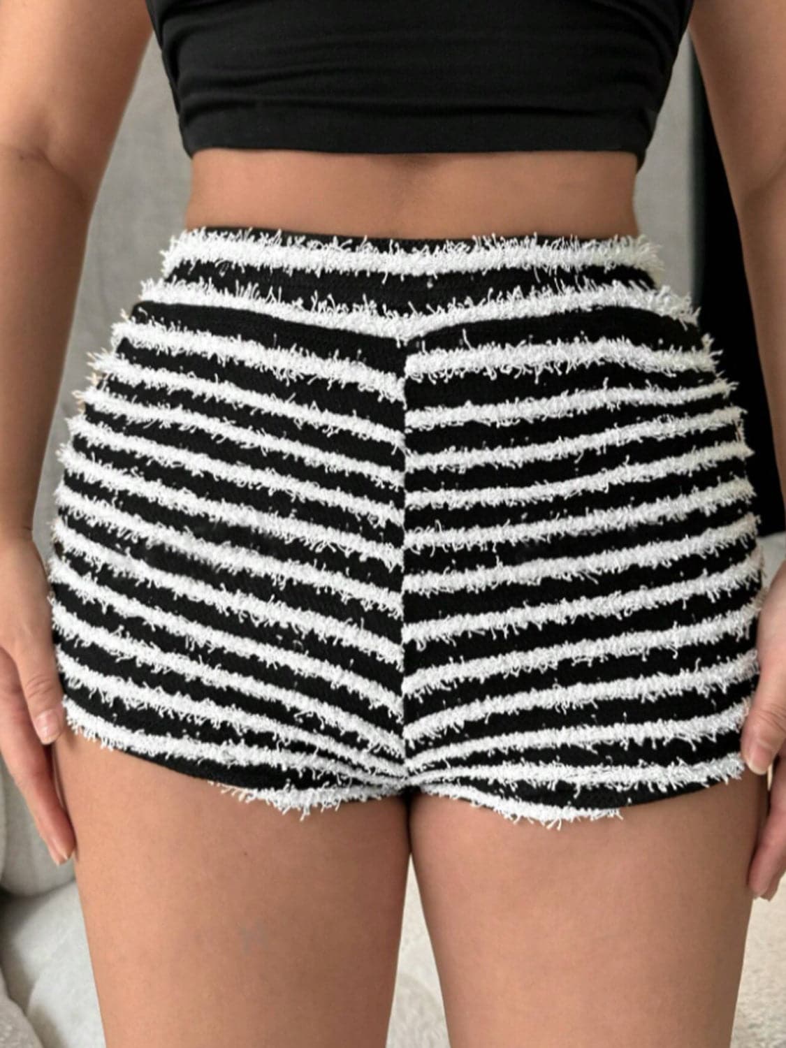 Striped High Waist Shorts.