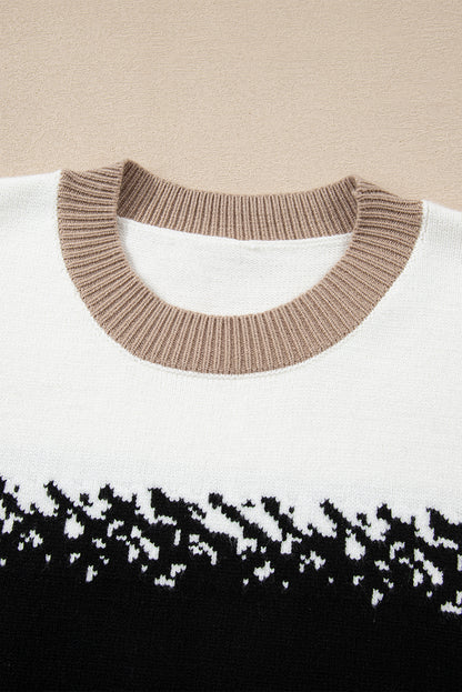 Premium Black Color Block Drop Shoulder Sweater Stylish Pattern