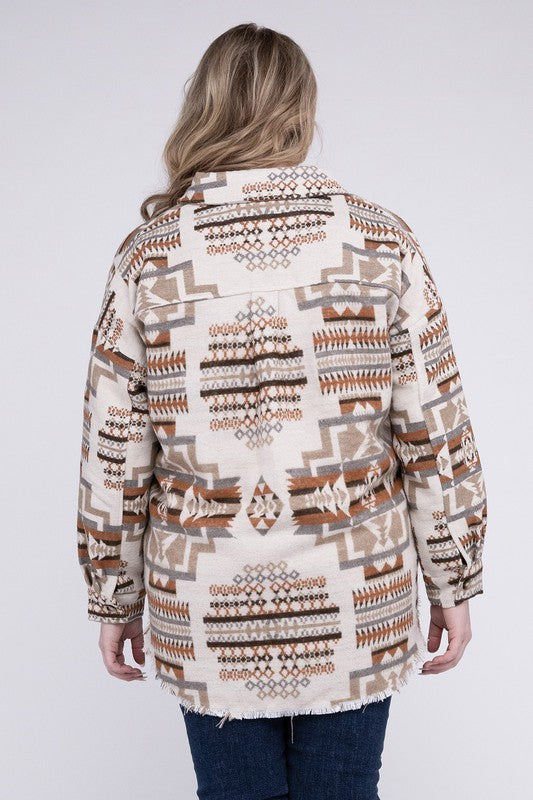 Plus size aztec shacket