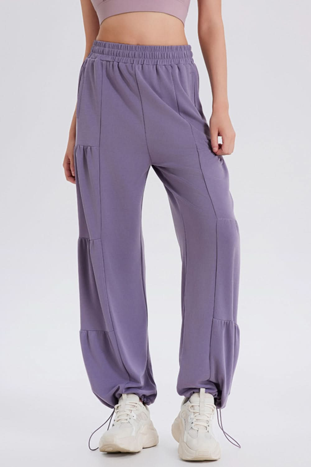 Ruched Elastic Waist Jogger Pants with Drawstring