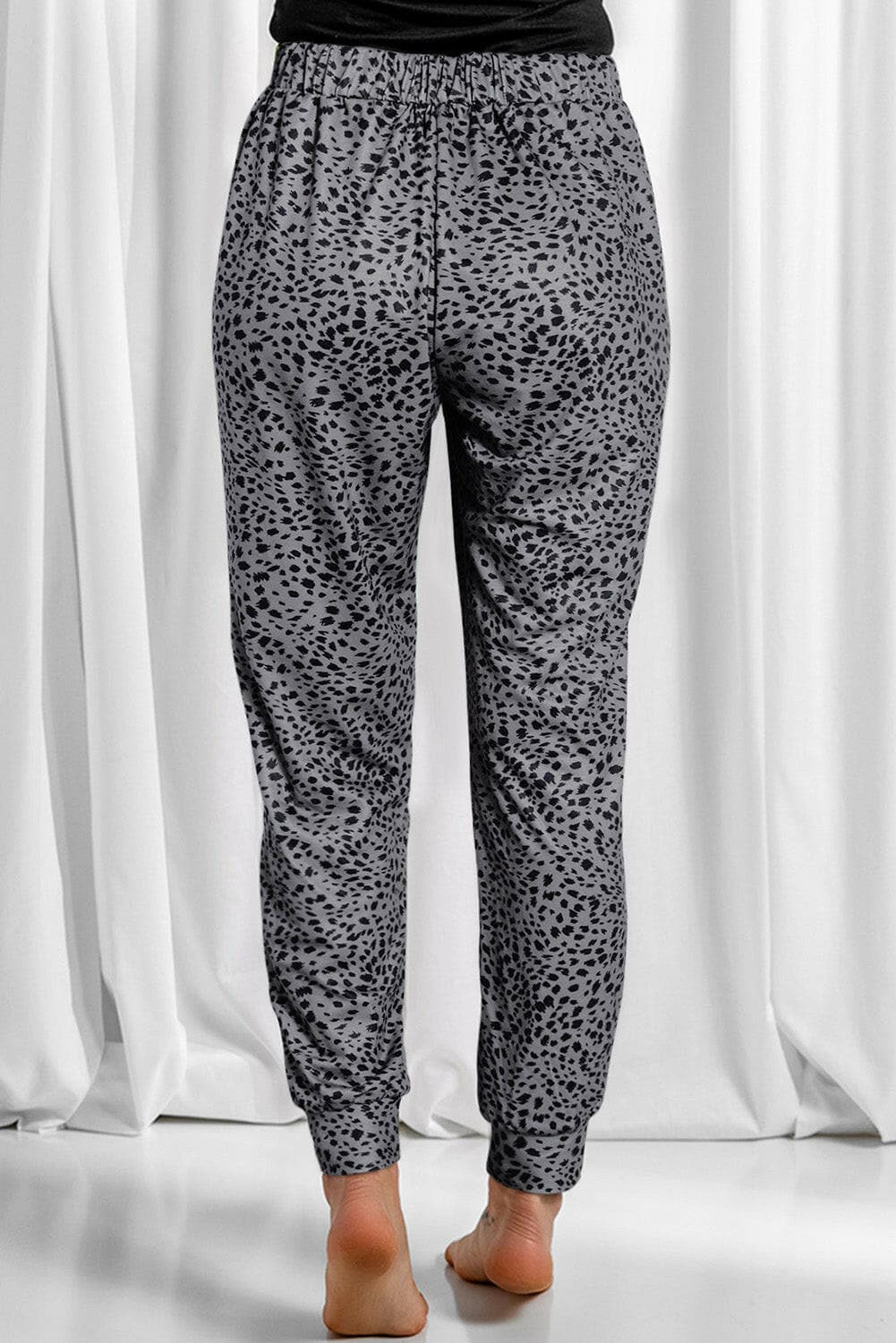 Full Size Leopard Drawstring Pocketed Pants.