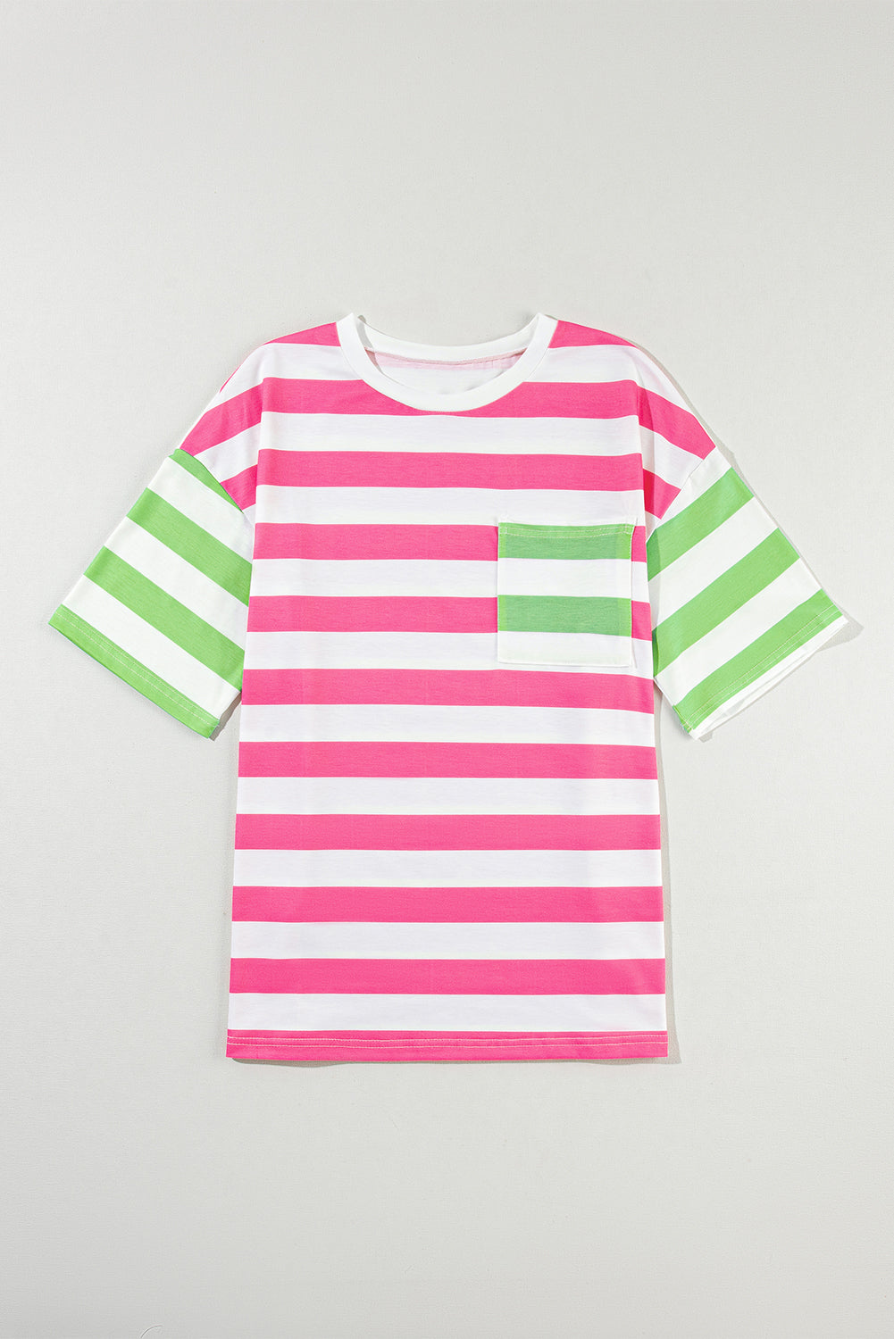 Chic pink striped drop sleeve tee