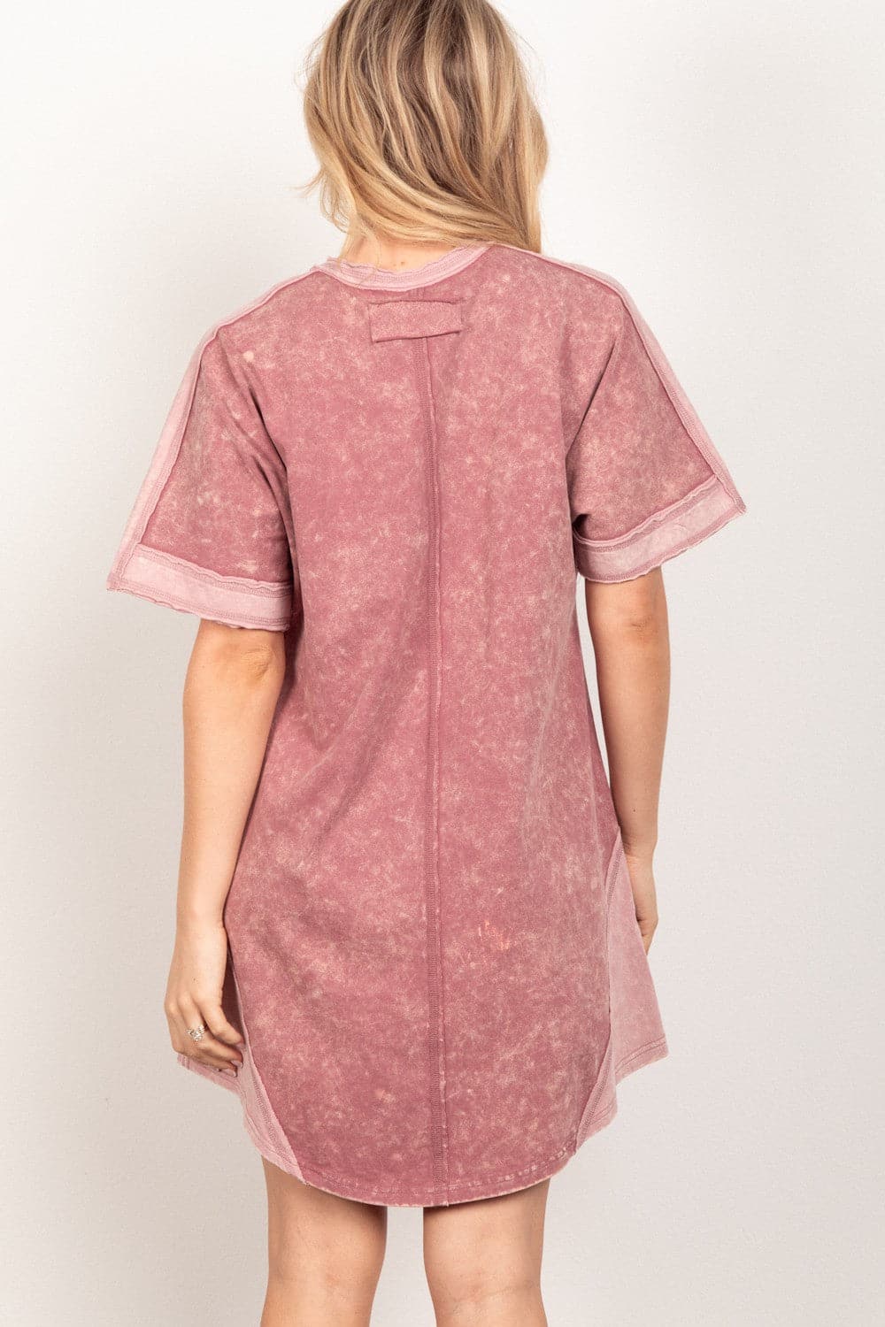 VERY J Short Sleeve V-Neck Tee Dress.