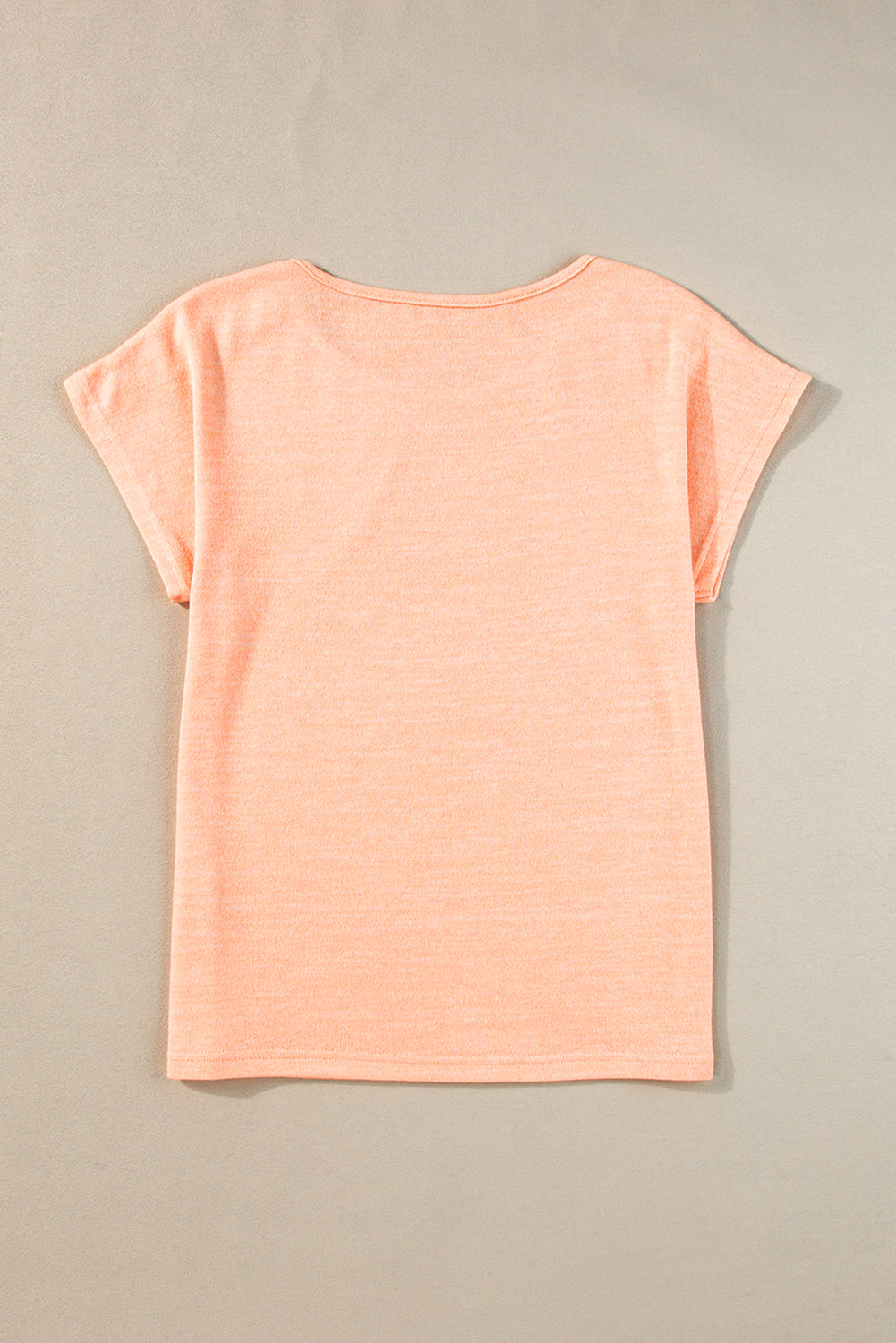 Chic apricot pink batwing sleeve tee with button accents