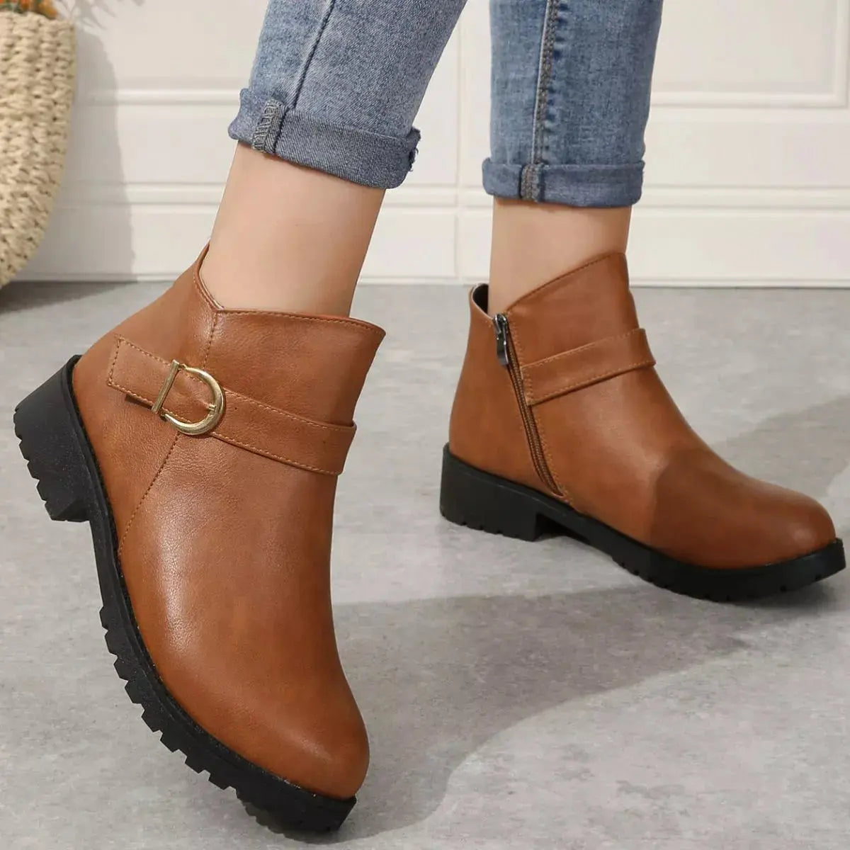 Round Toe Block Heels Boots Simply Love