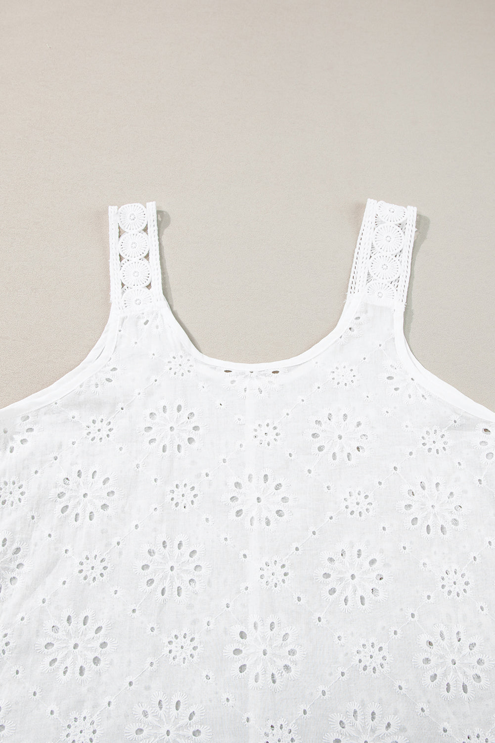 Chic white eyelet embroidered tank for effortless elegance