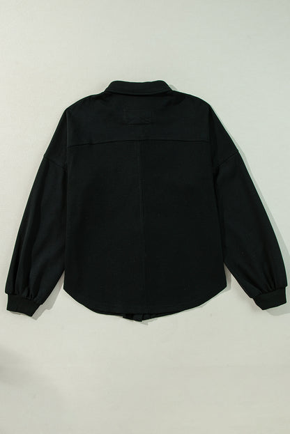 Black oversized shacket with patchwork