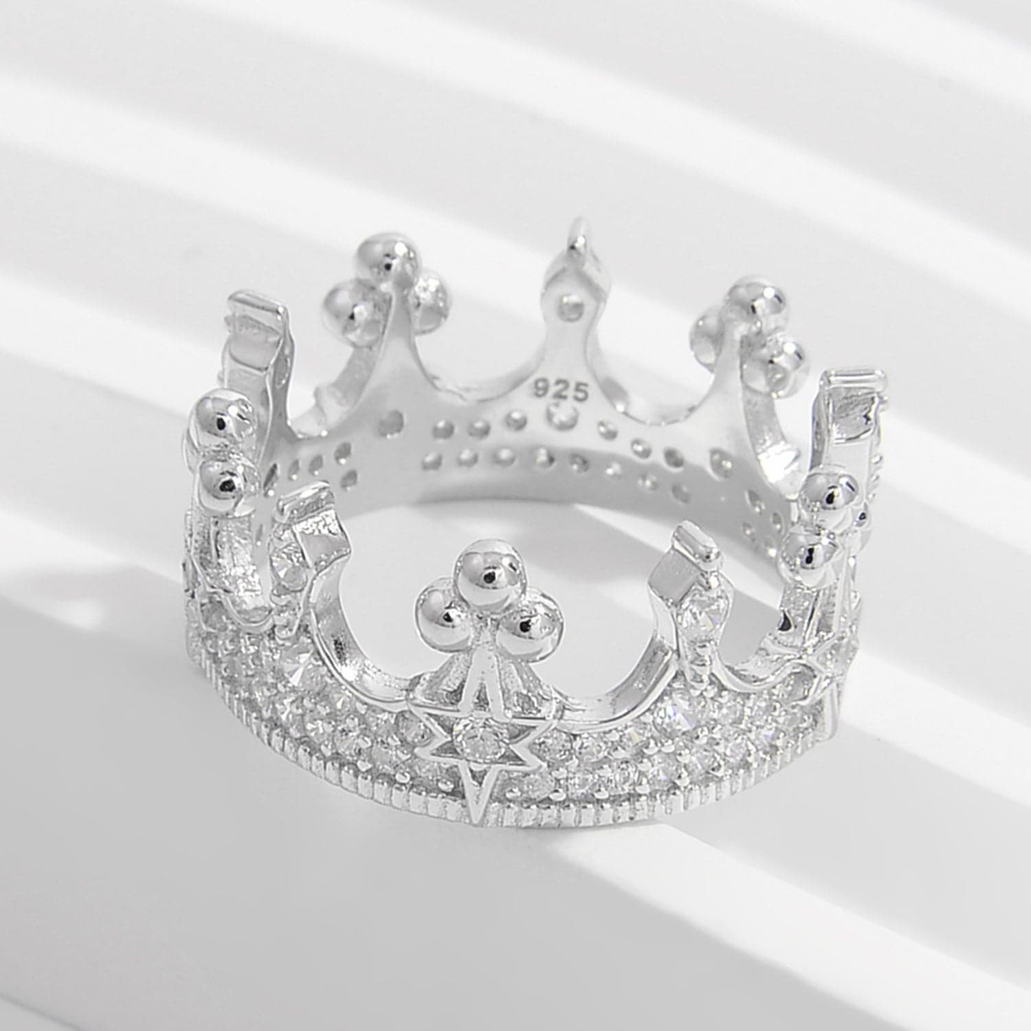 Crown Shape Zircon 925 Sterling Silver Ring.