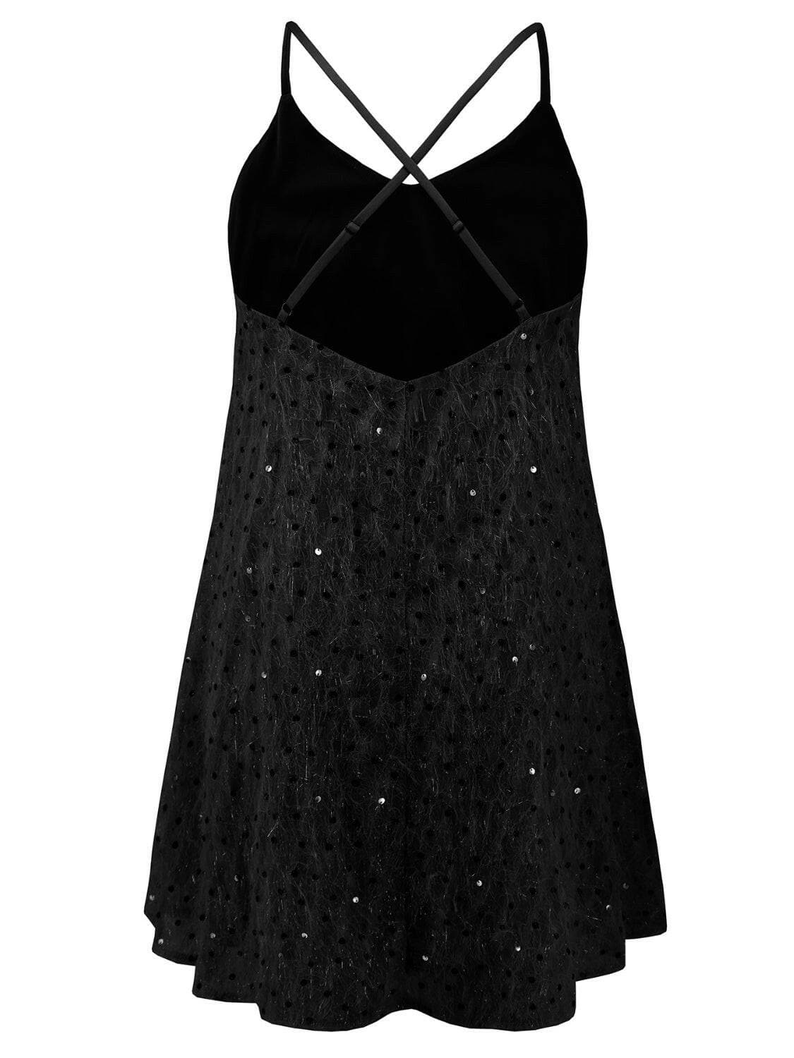 Sequin V-Neck Mini Cami DressUpgrade Your Style with our Sequin V-Neck Mini Cami Dress
 Get ready to shine and stand out with our Sequin V-Neck Mini Cami Dress. This stunning dress is a must-havLove Salve -Neck Mini Cami Dressjust arrived