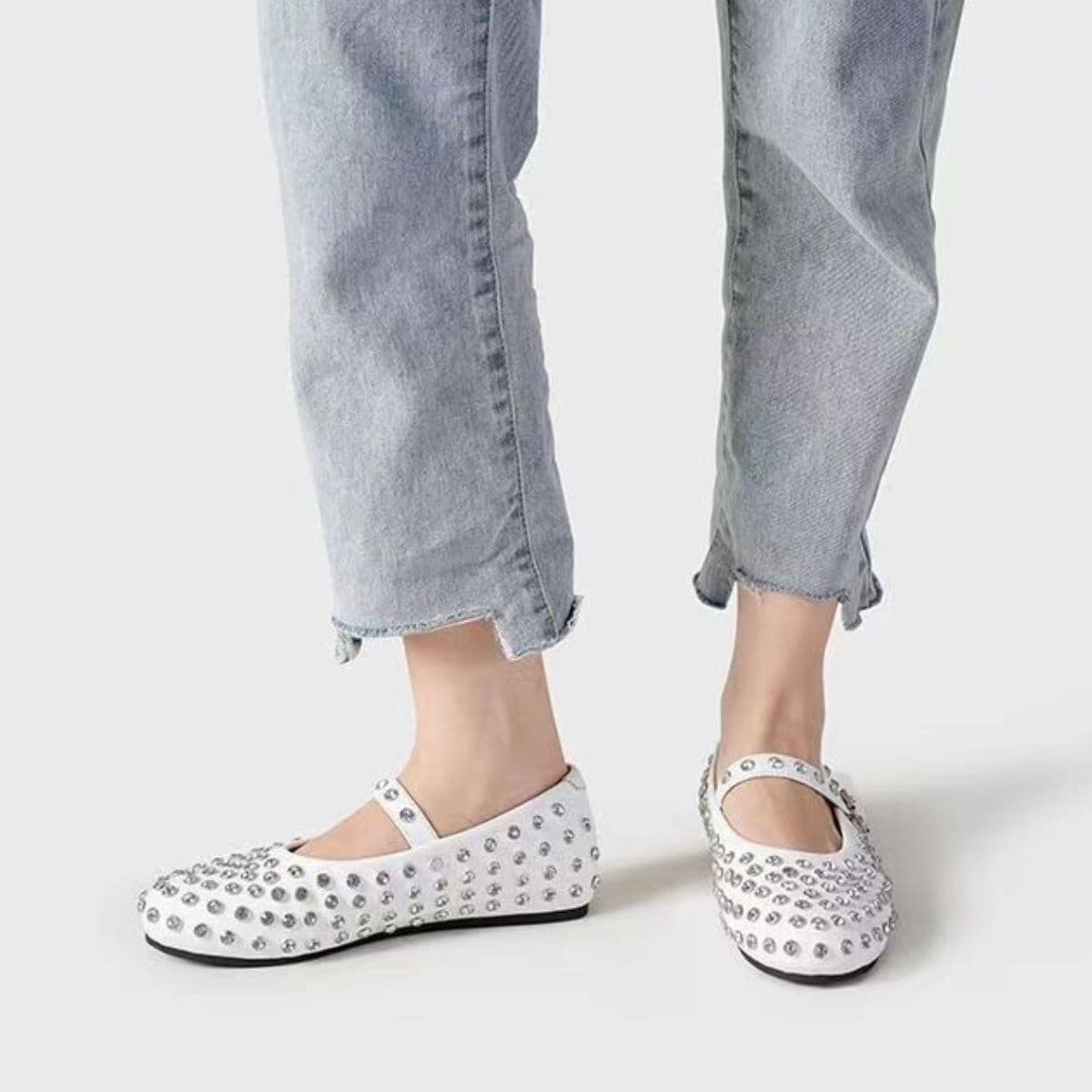 PU Leather Studded Flat Loafers.