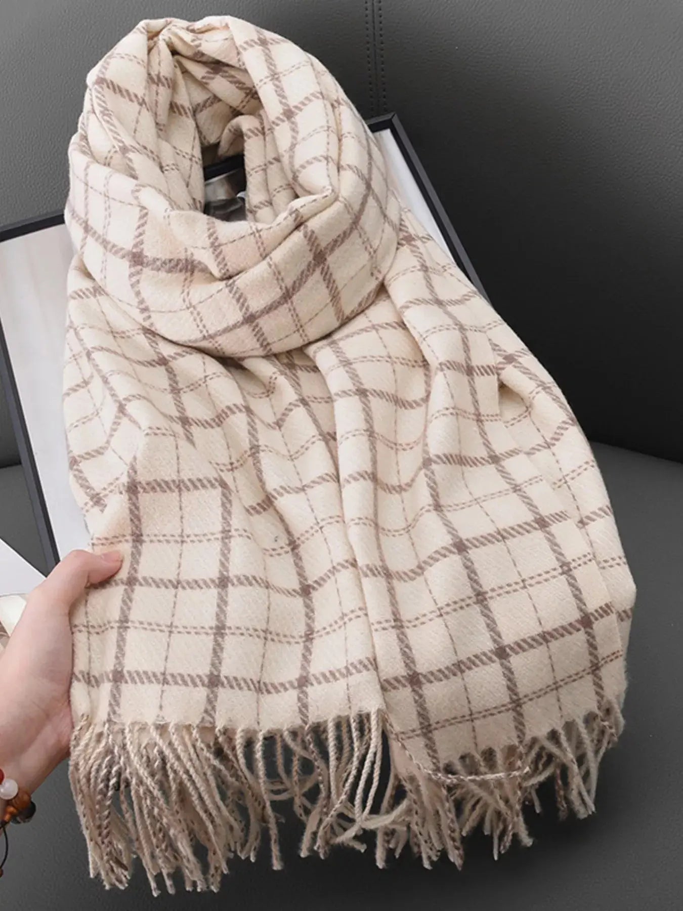 Classic Plaid Fringe Scarf Simply Love