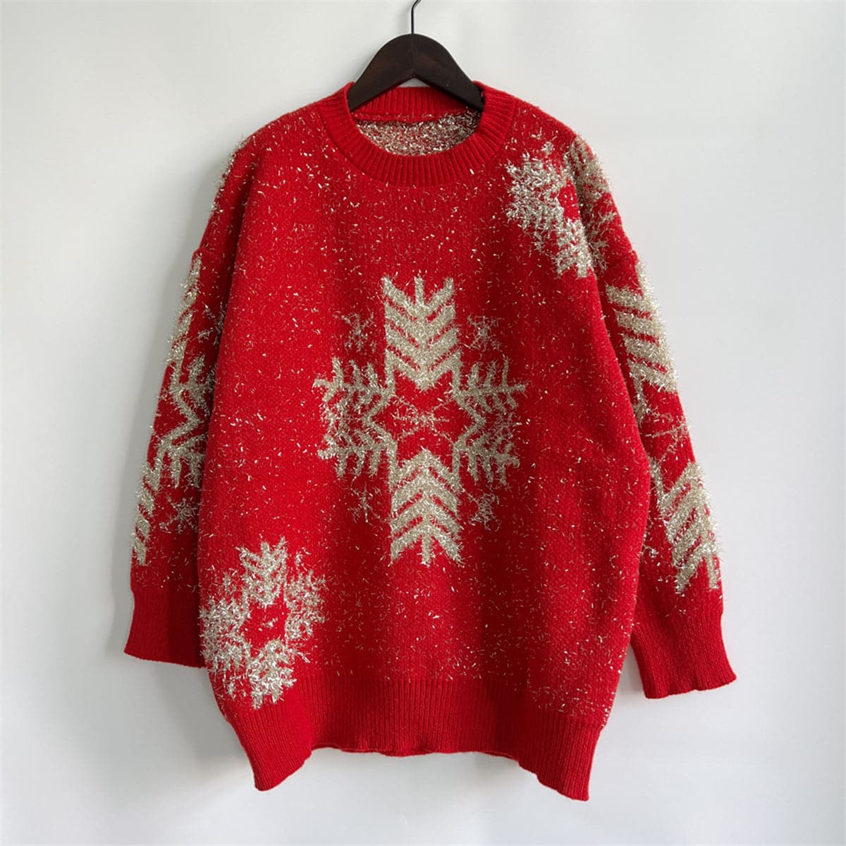 Snowflake Pattern Long Sleeve Sweater.