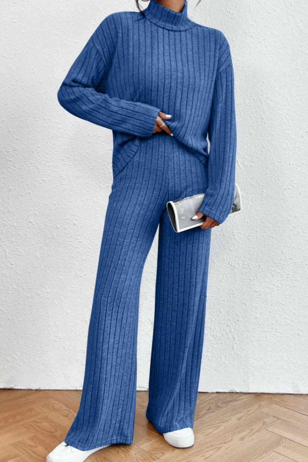 Chic mock neck top & pants set - Love Salve 
