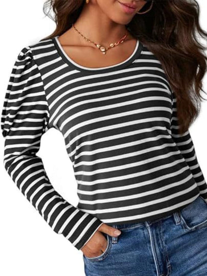 Stylish striped long sleeve tee for versatile fashion