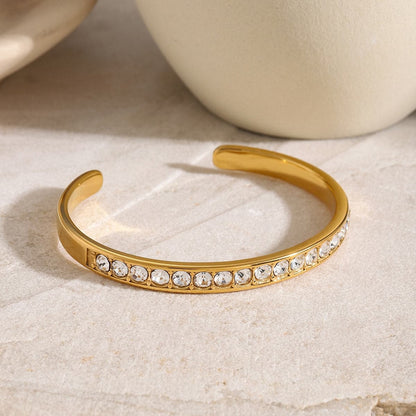 Stainless Steel Inlaid Zircon Bracelet.