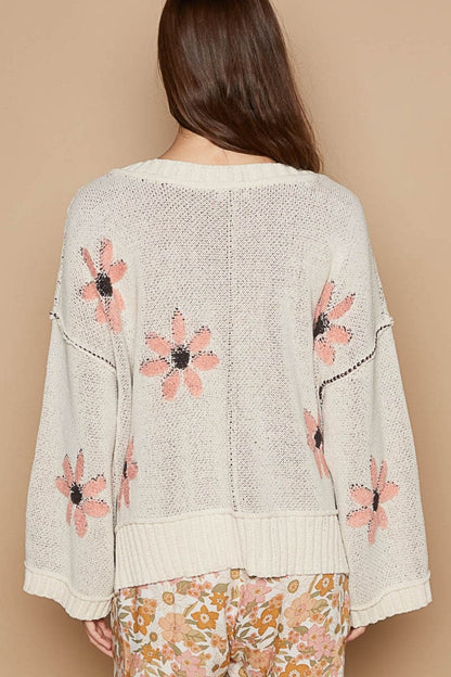 Chic floral chenille sweater