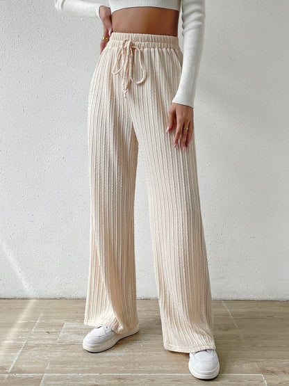 Drawstring Wide Leg Pants.