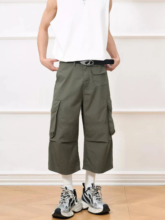 Men's Wide Leg Cropped Cargo Pants Simply Love