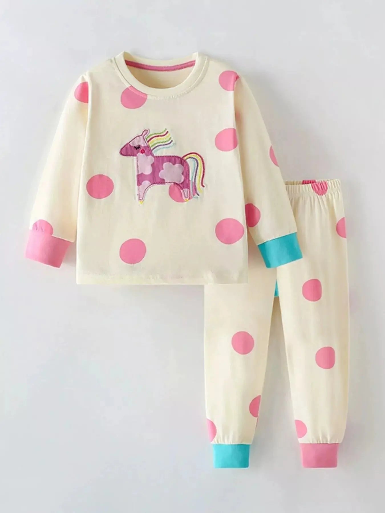 Children's Unicorn Polka Dot Top and Pants Pajama Set Simply Love