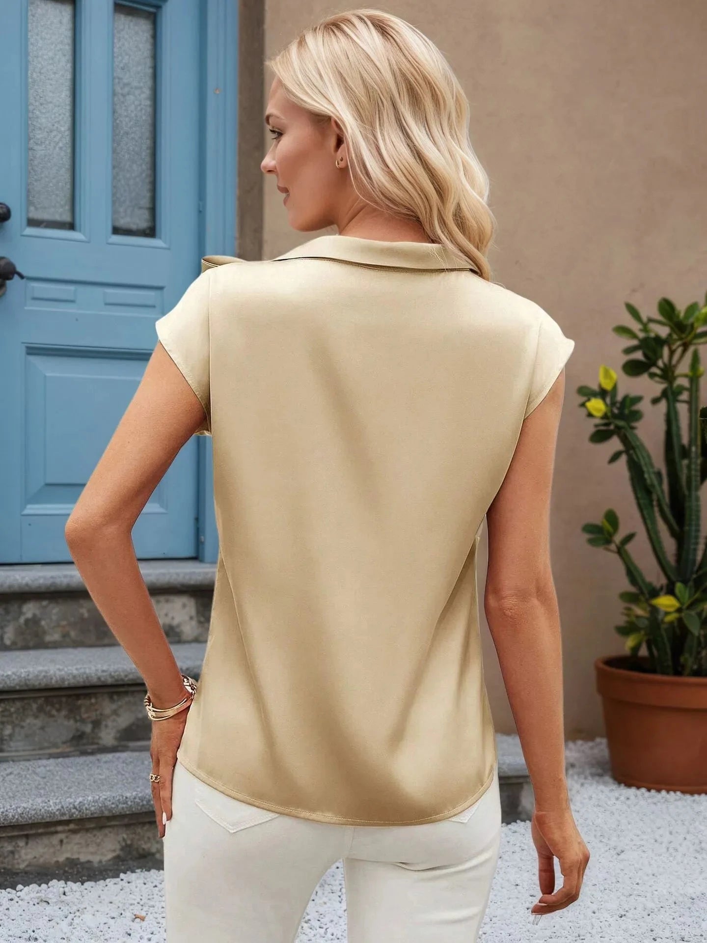 Bow Tie Cap Sleeve Blouse Coco’s Tee Boutique