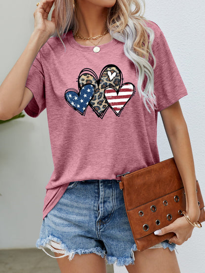 Simply Love: Patriotic Leopard Heart Tee