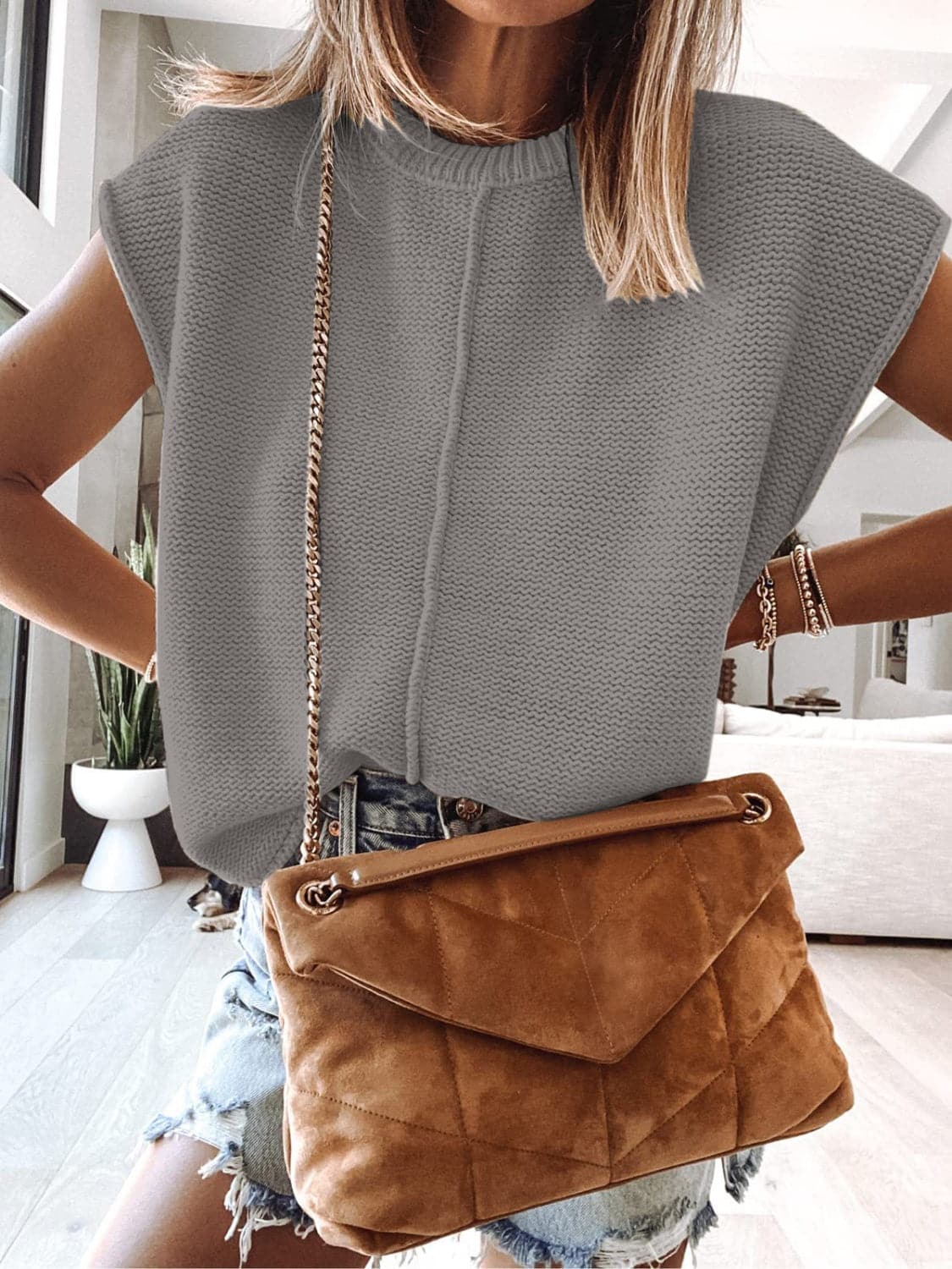 Cap Sleeve Sweater Vest.